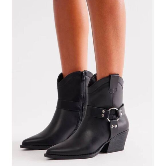 Open Edit Enzo Boots Western Style Black Size 9 Block Heel - Picture 1 of 8